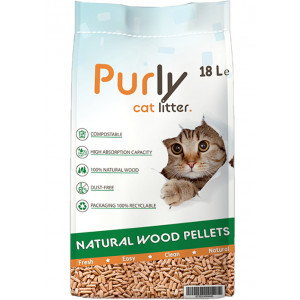 Purly houtkorrels kattenbakvulling 18 L