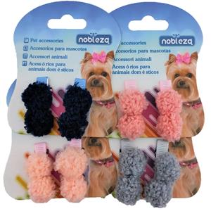 nobleza Haarspelden pluche balletjes voor hondje of kat