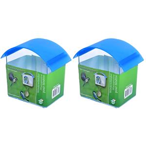 Merkloos 2x Vogel voederbak/voederhuis transparant met zuignappen 17 x 15 x 10 cm -