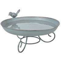 Vogelbad/voederschaal - op voet - metaal - 22 cm -