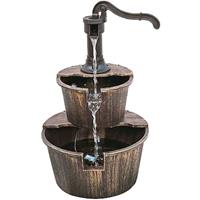 HARMS Garten Brunnen Holz Optik Polyresin Außen Dekoration Kaskaden Wasserspiel Garten Hof  318713