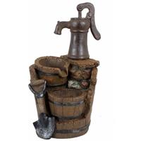 HARMS Außen Garten Spring Zier Brunnen Deko Kaskade Holz Stein Optik Pumpe Schaufel  318765