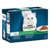 Gourmet Perle Land en Zee Duo vis en vleescombinaties natvoer kat (85 g) 48 x 85 g