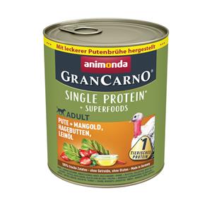 6x800g animonda GranCarno Adult Superfoods Kalkoen + Snijbiet, Rozenbottels, Lijnzaadolie Honden Natvoer