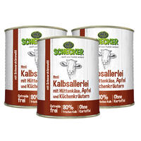 Schecker Hundemenü - Kalbsallerlei mit Hüttenkäse, Apfel und Küchenkräutern