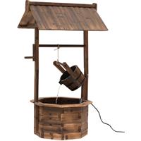 Outsunny tuinfontein, decoratieve waterval, reguleerbare waterstroom, duurzaam massief hout, 100 x 30 x 110 cm, bruin | Aosom.nl