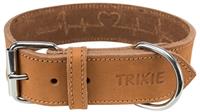 TRIXIE halsband hond rustic vetleer heartbeat bruin