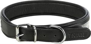 TRIXIE halsband hond active comfort met strass steentjes leer zwart