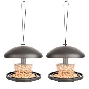 Best for Birds 2x stuks kunststof vogel voedersilos 16 cm aan hanger -
