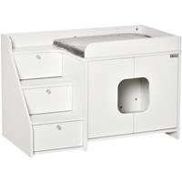 PawHut kattentoilet, stijlvolle kattenbak met 3 traptreden, multifunctioneel kattenhuis, stevige constructie, 90 x 48 x 59 cm, wit | Aosom.nl