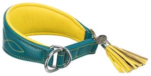 TRIXIE Active Comfort Halsband voor Windhonden, Petrol/Geel Maat S-M 33-42cm B60mm