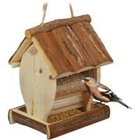 RELAXDAYS Vogelfutterhaus, Wildvogel Futterstelle zum Aufhängen, HBT: 20 x 15,5 x 13 cm, Vogelhäuschen aus Holz, natur
