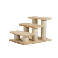 PawHut Tiertreppe Katzentreppe Hundetreppe 3 Stufen Treppe für Katze und Hunde Plüsch Creme 45 x 35 x 34 cm