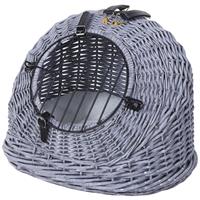 PawHut transportmand, veilige transportbox voor katten en honden, ademend ontwerp, met rooster, 50 x 30 x 30 cm, naturel | Aosom.nl