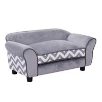 PawHut hondenbed, verhoogde voeten, wasbaar, luxe fluweel, comfortabel, 80 x 60 x 20 cm, grijs | Aosom.nl