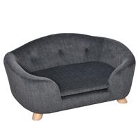 PawHut hondenbank, comfortabele hondenmat met kussen, achterzak, pluche en schuim, 70 x 47 x 30 cm, donkergrijs | Aosom.nl