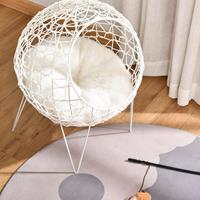PawHut rotan kattenmand, stijlvol en comfortabel, perfect voor katten, ademend ontwerp, 45 x 45 x 57 cm, natuurlijk | Aosom.nl