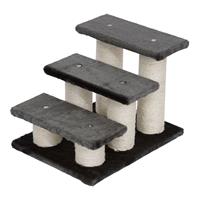 PawHut Tiertreppe Katzentreppe 3 Stufen Hundetreppe Treppe für Katze und Hunde Plüsch Dunkelgrau 45 x 35 x 34 cm - grau - 