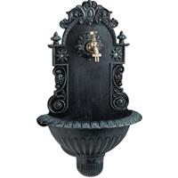 RELAXDAYS Wandbrunnen, Antik-Stil, Nostalgie, Garten, Terrasse, Wasserhahn, Becken, hängend, HBT: 62 x 38 x 20 cm, grün