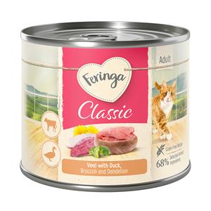 Feringa 6x200g Menu Duo-soorten Eend & Kalf met Broccoli & Paardenbloem  Kattenvoer