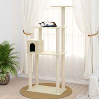VidaXL Kattenkrabpaal met sisal krabpalen 147 cm crèmekleurig