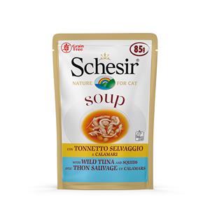 Schesir Cat Soup - 24 x 85 g Wilde Tonijn & Inktvis