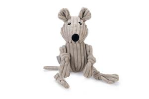 Beeztees muis mousy - hondenspeelgoed - ribstof - grijs - 32x11x11,5 cm