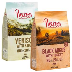 2x1kg Black Angus Rund met Kalkoen & Hertenvlees met Konijn Purizon Hondenvoer