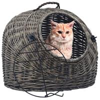 Katzen-Transportkorb Grau 50x42x40 cm Natürliche Weide vidaXL - Grau