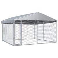 VidaXL hondenkennel voor buiten met dak 382x382x225cm