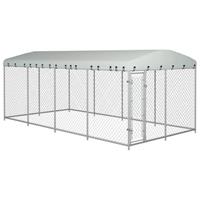 vidaXL Hondenkennel voor buiten met dak 7,6x3,8x2,3 m