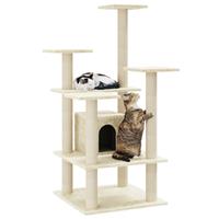 VidaXL Kattenkrabpaal met sisal krabpalen 110 cm crèmekleurig
