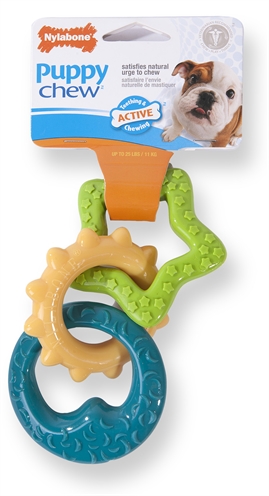 Nylabone hondenbijtringen 20 cm nylon groen/blauw/geel