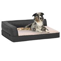 VidaXL Hondenbed ergonomisch linnen-look 75x53 cm fleece donkergrijs