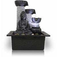 KIOM Zimmerbrunnen Tischbrunnen Dekobrunnen FoBuddha Pot mit LED 10782 - Stein / antik schwarz