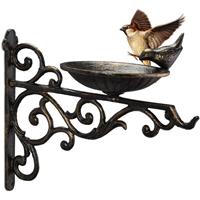 RELAXDAYS VogeltrÃnke Gusseisen, Wandmontage, wetterfest, Vintage Vogelbad WildvÃ¶gel, Gartendeko, HBT 24x28x14cm, bronze - 