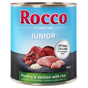 6x800g Junior Gevogelte, Wild & Rijst + Calcium Rocco Hondenvoer