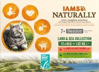 Iams Naturally Senior Land & Sea Collection natvoer kat (12x85gr) 48 x 85 g
