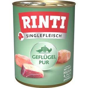 RINTI Singlefleisch 6 x 800 g Hondenvoer - Puur gevogelte