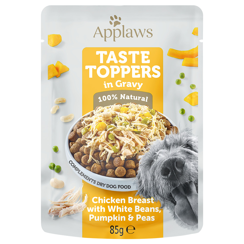 Applaws Taste Toppers in Saus 12 x 85 g Hondenvoer - Kip, Erwten, Pompen & Witte Bonen