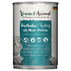 6x400g Venandi Animal Monoprotein Kalkoen kattenvoer nat