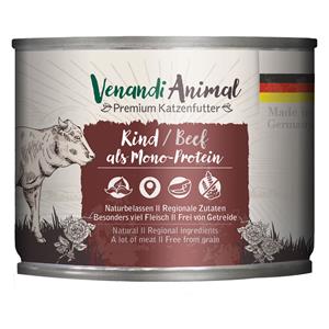 6x200g Venandi Animal Monoprotein Rundvlees kattenvoer nat