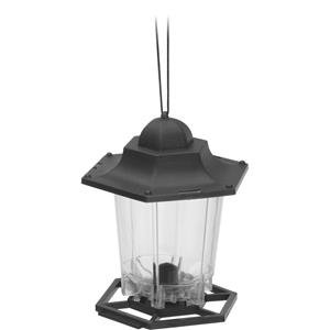 Merkloos Vogel voederhuisje - voor vogelzaad - zwart - 17 cm - kunststof - vogelzaad vogelhuisje -