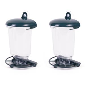 Benson Vogelvoederhuisje - 2x stuks - zuignap - voor raam - 14 x 22 cm - vogelvoedersilo -