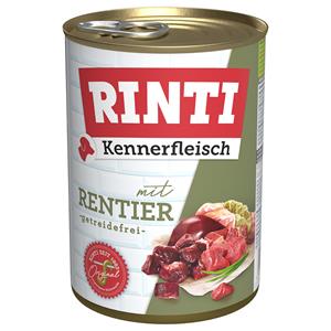 12 x 400 g RINTI Kennerfleisch Rendier Natvoer Hond