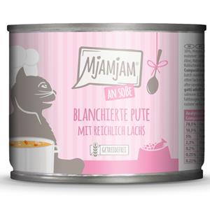6x185g MjAMjAM op jus geblancheerde kalkoen met veel zalm kattenvoer nat