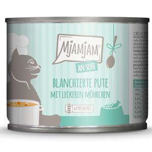 6x185g MjAMjAM op jus geblancheerde kalkoen met lekkere wortels nat kattenvoer