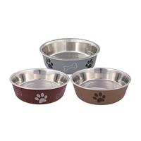 Trixie RVS Voer/Waterbak met hondenpootjes ø 12 cm