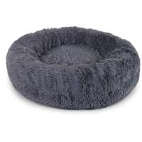 LIONTO Katzenbett rund Katzenkissen Katzensofa Hundebett Donut dunkelgrau 70 cm Durchmesser - 