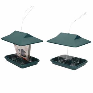 Pro Garden 2x Stuks vogel voeder huisje voor vogelzaad groen -